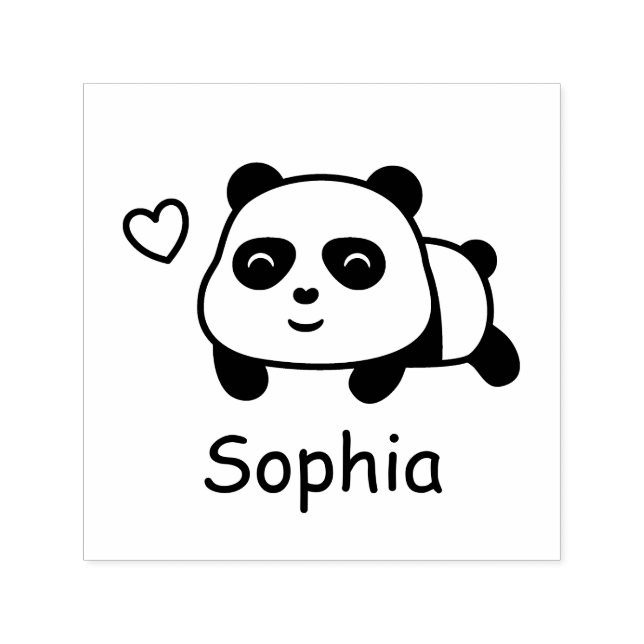 Auto Entintado Carimbo Personalizado de Panda Fofo com Nome (Design)
