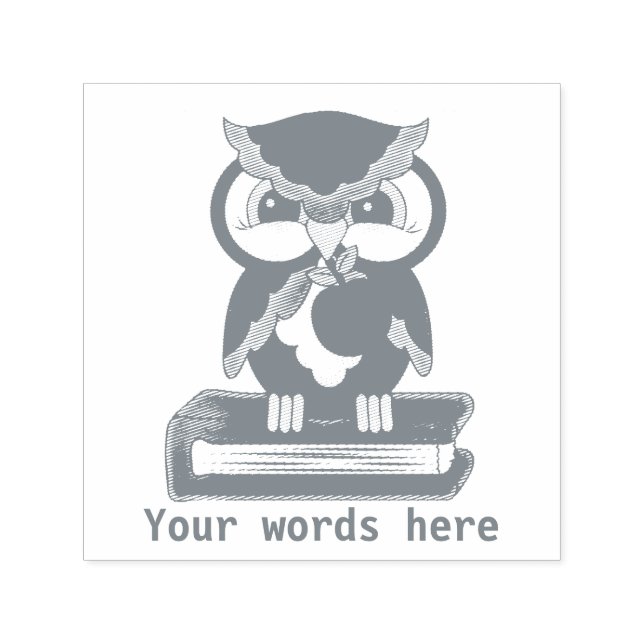 Auto Entintado Cinza de coruja-escola adiciona palavras carimbo (Design)