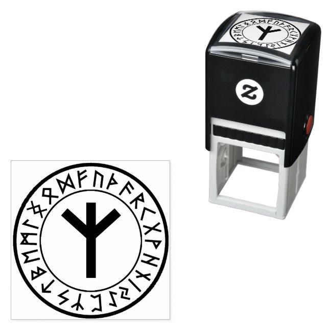 Auto Entintado Círculo Rune [15]. Algiz] Carimbo de Autoimpressão (In Situ)