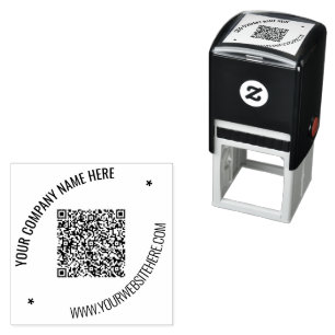 Auto Entintado Código QR e Carimbo de Design de Texto Personaliza