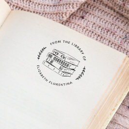 Auto Entintado Da Biblioteca De | Carimbo Simples de Livro Modern