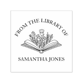 Auto Entintado Da Biblioteca do Carimbo das Flores Elegantes