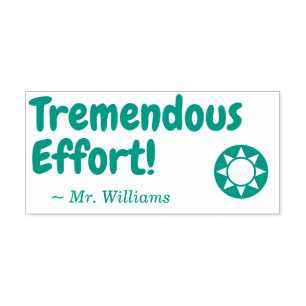 Auto Entintado "Esforço tremendo!" + Nome do Educador Carimbo de