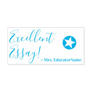 Auto Entintado "Excelente Essay!" + Nome do Educador Carimbo de B