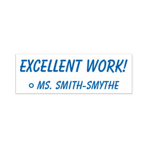 Auto Entintado "EXCELENTE TRABALHO!" + Nome do Professor Carimbo