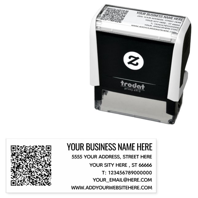 Auto Entintado Exemplo de Carimbo de Código QR de Endereço do Seu (In Situ)