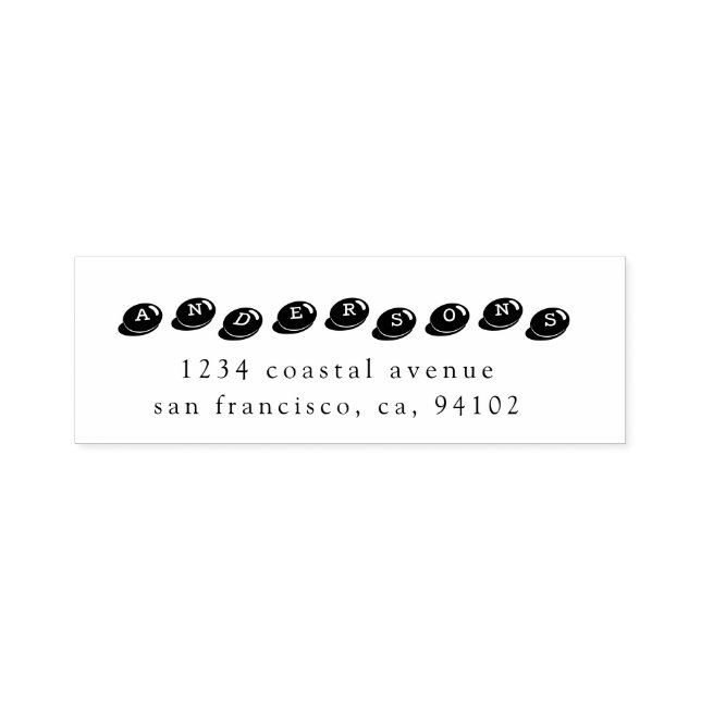 Auto Entintado família de praia pebble Endereço Carimbo (Design)