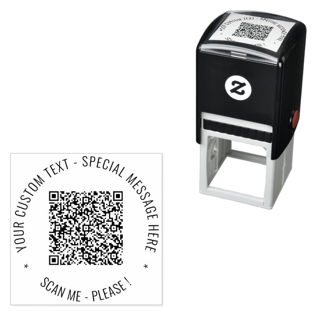 Auto Entintado Modelo de carimbo redondo com código QR e texto pe (In Situ)