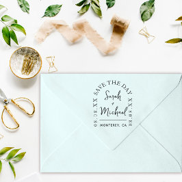 Auto Entintado Moderno Salve O Carimbo De Casamento