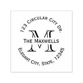 Auto Entintado Monograma - Letra Circular Endereço Carimbo