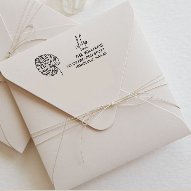 Auto Entintado Monstera Hawaii — carimbo de endereço (Criador carregado)