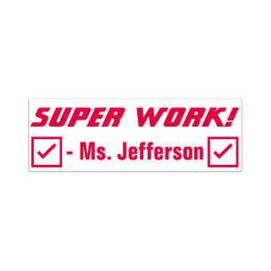 Auto Entintado Motivando "SUPER WORK!" Carimbo de borracha de edu