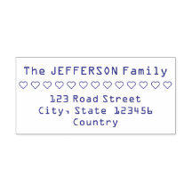 Nome da Família de Filas de Corações e Carimbo de 