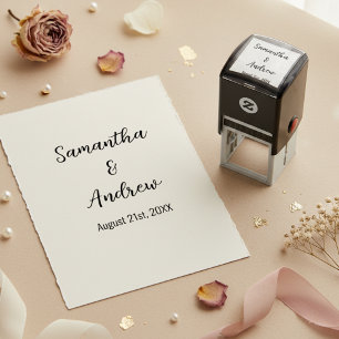 Auto Entintado Nomes de Recém-Casados Personalizados e Carimbo de