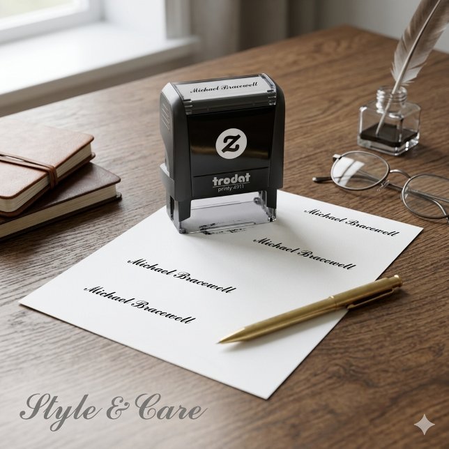 Auto Entintado Pequeno Carimbo Automático com Seu Nome Personaliz (Small Self Inking Stamp with Your Custom Name)