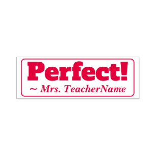 Auto Entintado "Perfeito!" + Nome do Professor Carimbo de Borrach