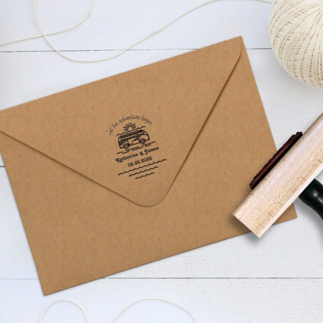 Auto Entintado Que A Aventura Comece A Casar Carimbo De Borracha (Criador carregado)