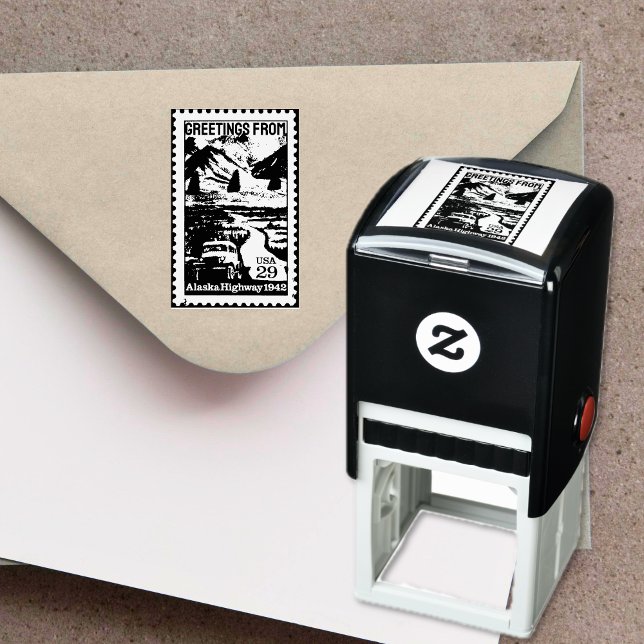 Auto Entintado Saudações do Carimbo Retro do Alasca (Greetings from Alaska Retro Stamp)