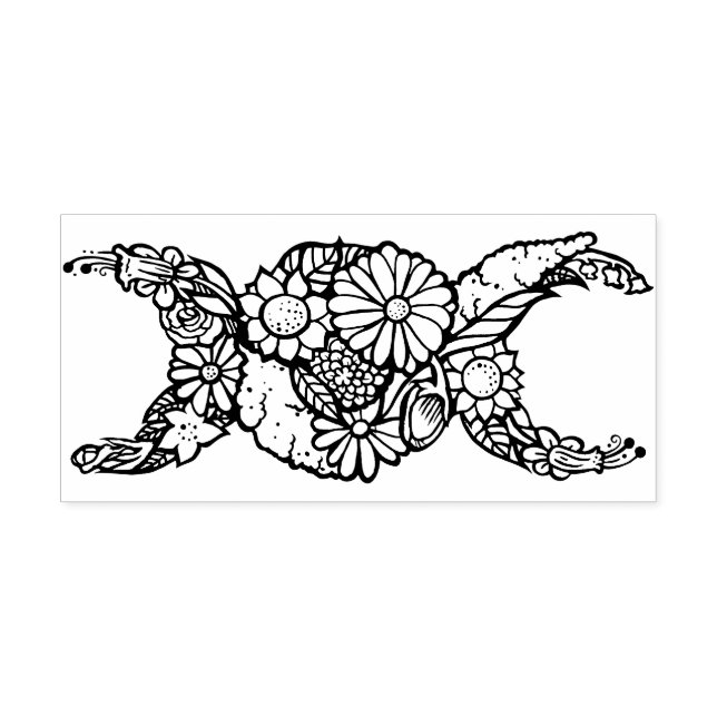 Auto Entintado Símbolo de Lua Tripla Flor Abençoado seja Carimbo  (Design)