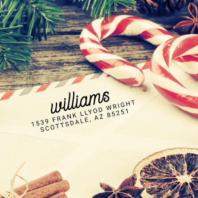 Auto Entintado Sobrenome de Script de Carimbo de Endereço de Reto (Criador carregado)