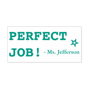 Auto Entintado "TRABALHO PERFEITO!" + Nome do Professor Carimbo d
