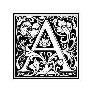 Auto Entintado William Morris - Letra A Carimbo Floral Vitoriano