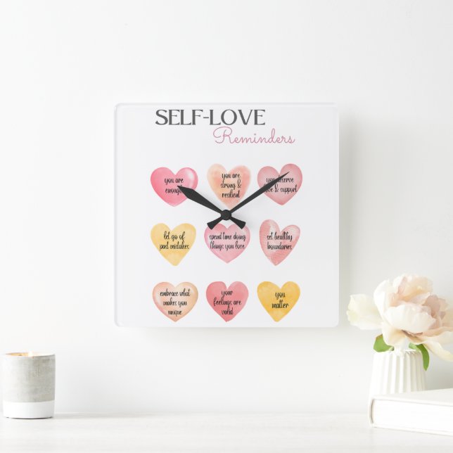 AutoLove Afirmation cita relógio de parede (Lar)