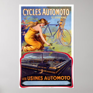 Automoto dá um ciclo o poster 1914 da propaganda