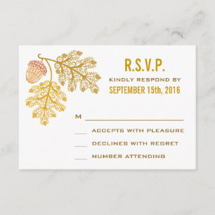 Autumn Acorns e Oak Leaves Wedding RSVP