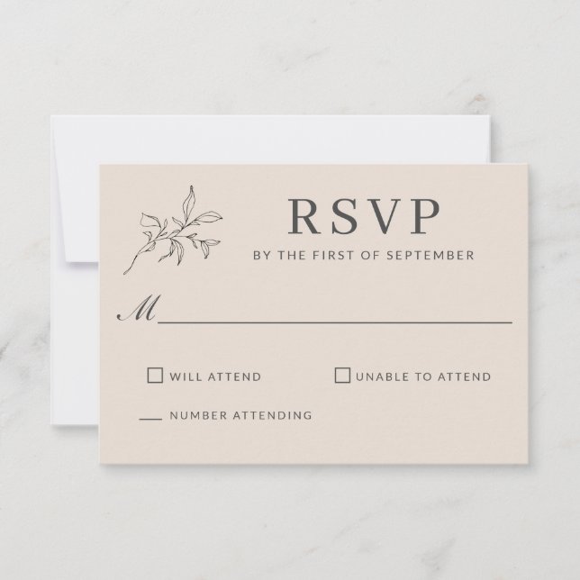 Autumn Beige Simple Elegant Wedding RSVP (Frente)