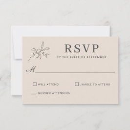 Autumn Beige Simple Elegant Wedding RSVP