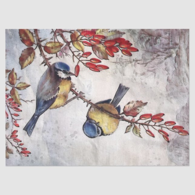 Autumn Birds 4 Papel Tecido de Decoupage (Frente )