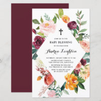 Autumn Blooms Floral Frame Baby Blush Convide