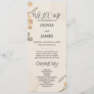 Autumn Boho Blooms Programas de Casamento Modern