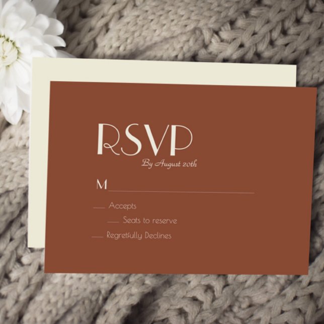 Autumn Boho Deco | Rust Wedding RSVP Card (Criador carregado)