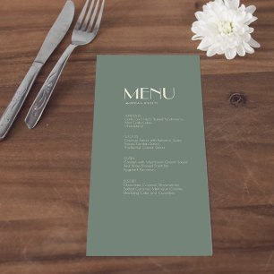 Autumn Boho Deco Sage Green Wedding Menu