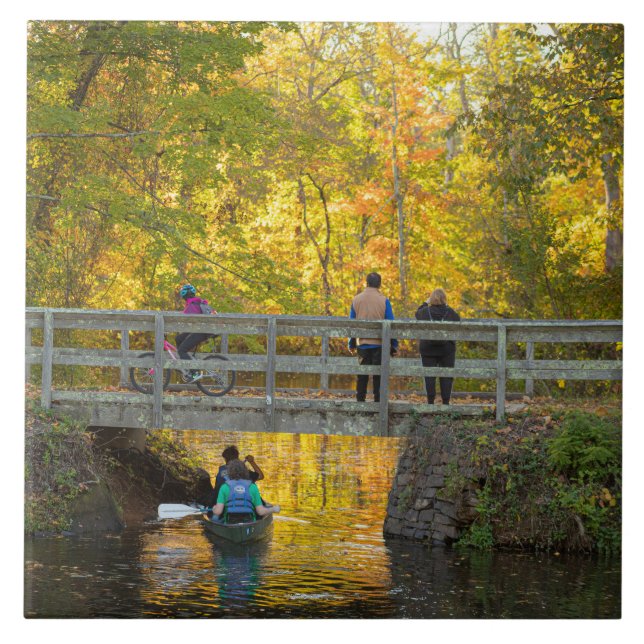 Autumn Bridge Waterscape Cerâmica Azulejo (Frente)