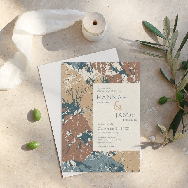 Autumn Colors Organic Leaves Abstrato Convite (Criador carregado)