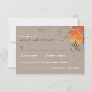 Autumn Deco Floral Swirls Casamento Cartão RSVP