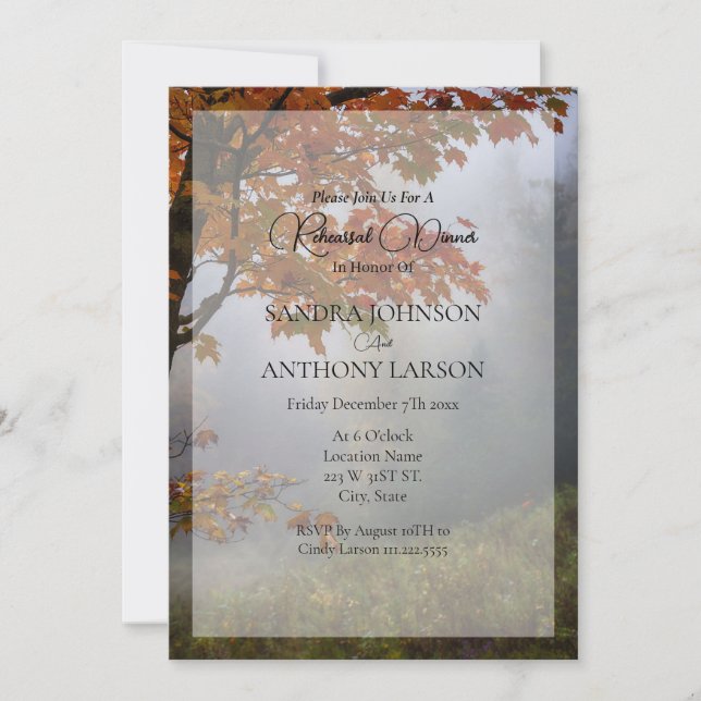 Autumn Deixa Convite Para Ensaio De Casamento Russ (Frente)