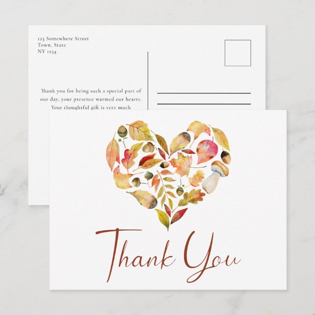 Autumn Deixa Obrigado Cartão Postal (Frente/Verso)