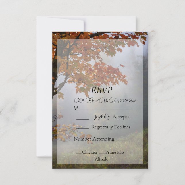 Autumn Deixa RSVP De Casamento Russo (Frente)