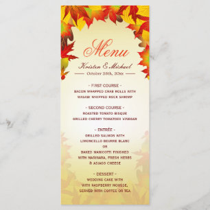 Autumn Dourado Red Fall Deixa o Menu Casamento Mod