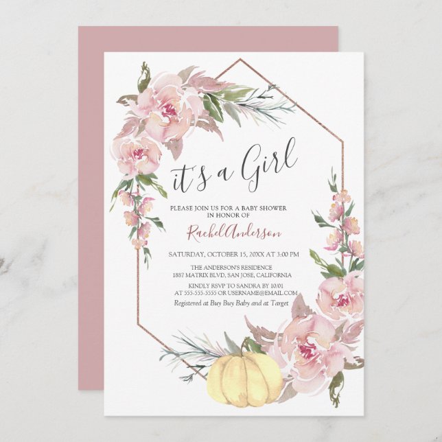 Autumn É um Convite para Chás de fraldas de Abóbor (Frente/Verso)