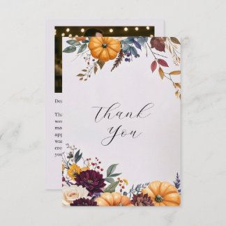 Autumn Elegance Wedding Flat Cartões de agradecime