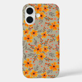 Autumn Fall Floral Pattern Sage Green