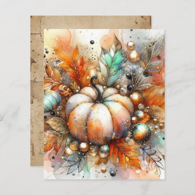 Autumn Fall Pumpkin Harvest Scrapbook Paper (Frente/Verso)