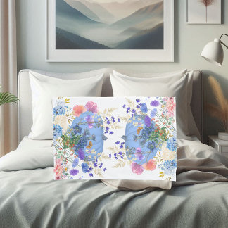 Autumn Fall Pumpkin Pastel Blue Botanical Floral