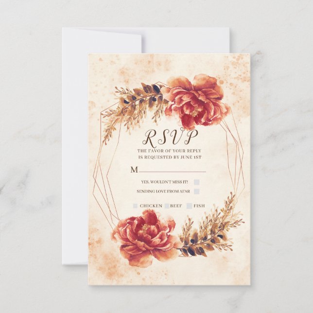 Autumn Fall Spice Floral Watercolor Casamento RSVP (Frente)