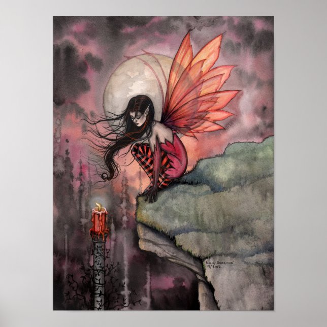 Autumn Flame Fantasy Fairy Art Poster (Frente)